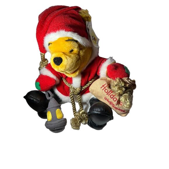 90's 12’ Winnie The Pooh Santa Plush Lantern Happy Holidays from WDW with tags - Picture 2 of 11
